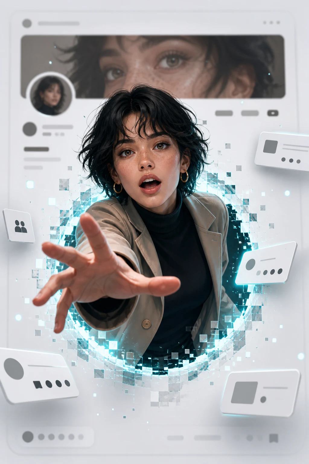 Futuristic Social Media Profile Glitch Portal Prompt — image 2