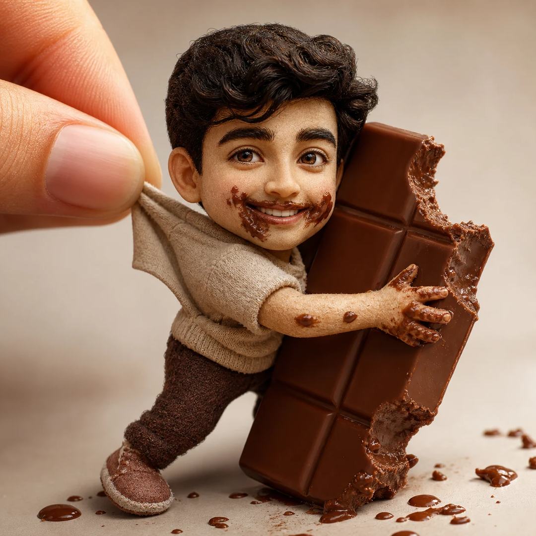 Collectible Chocolate-Hug Doll Diorama Prompt, image 2