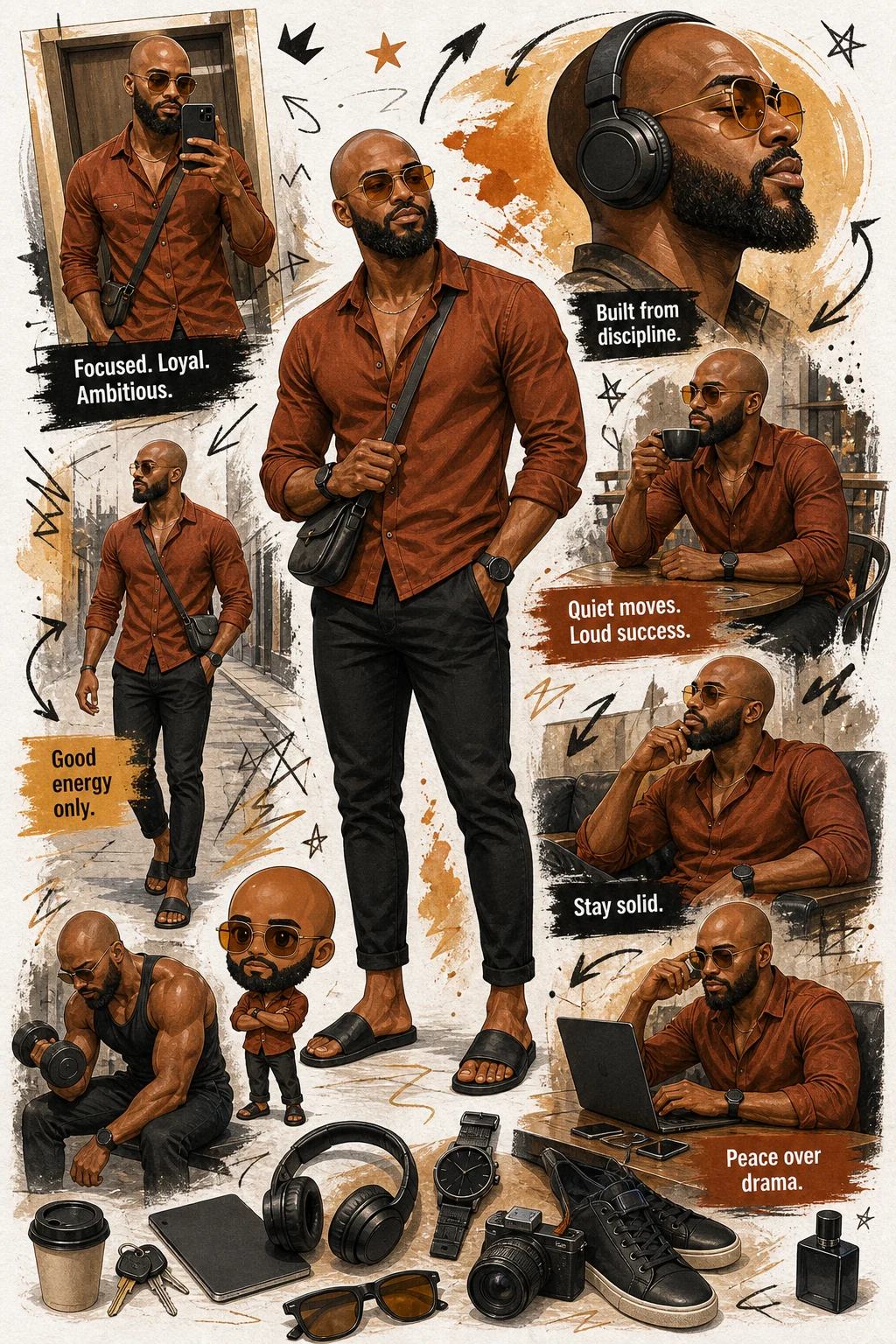 African Man Lifestyle Sketchbook Collage Prompt — image 3