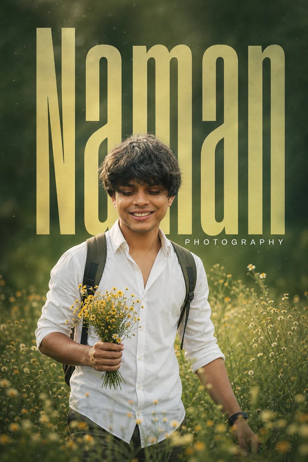 Minimal Naman Flower Field Portrait Poster Prompt, image 2