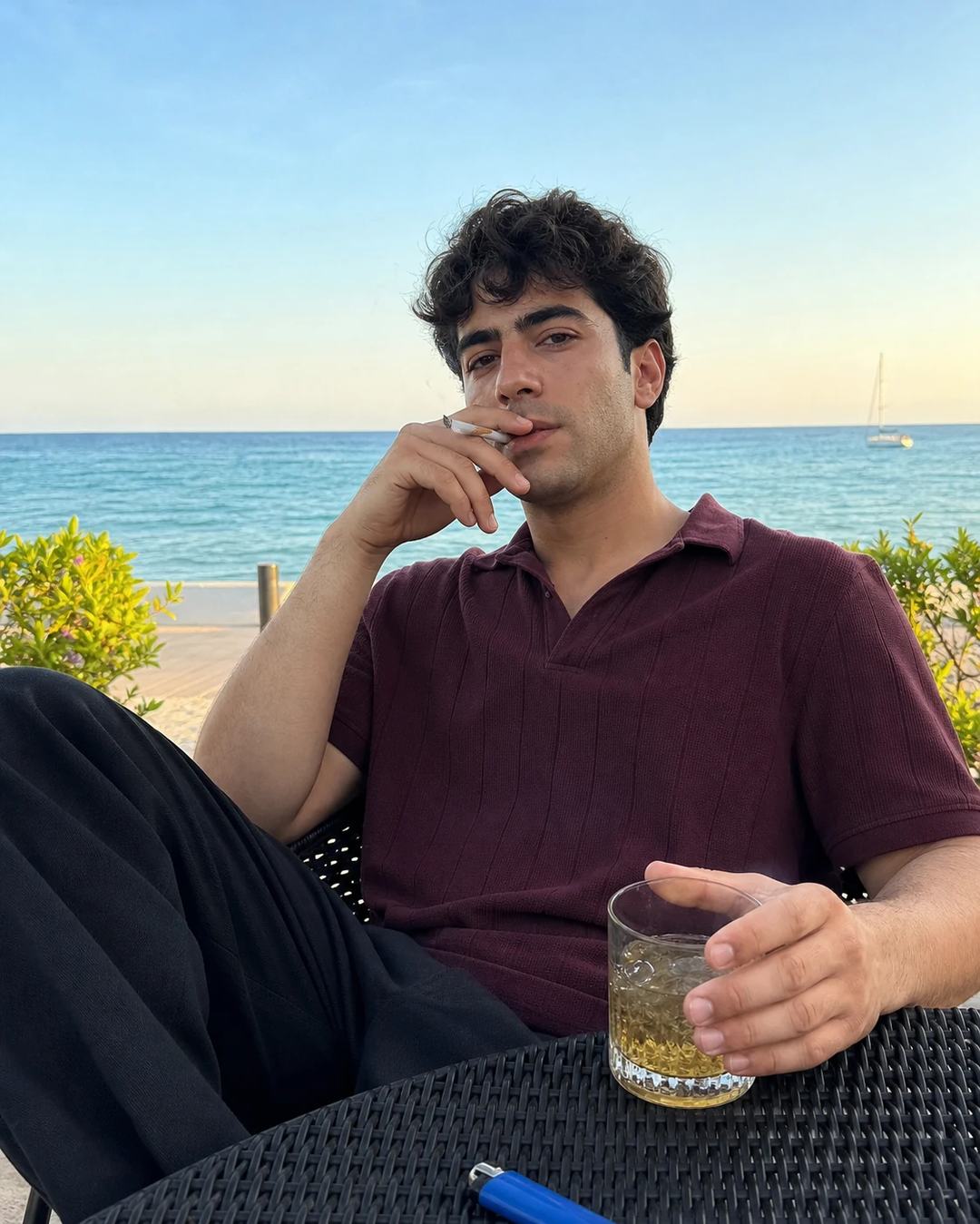 Candid Seaside Café Lifestyle Portrait Prompt, image 4
