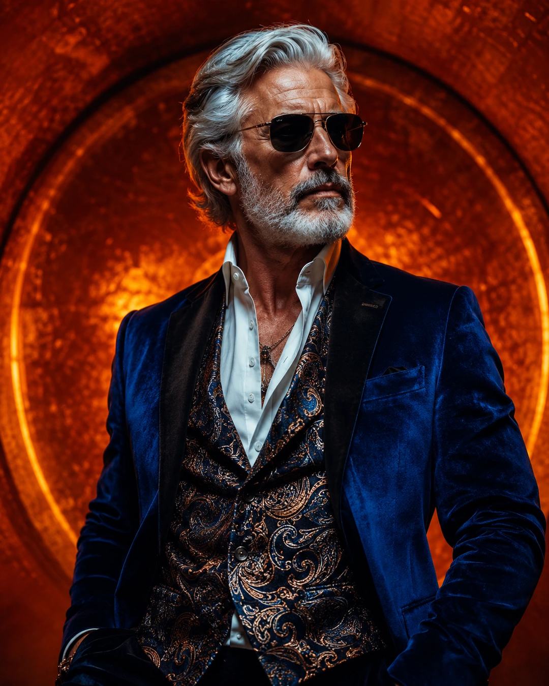 Old Man Neon Portrait – Gemini AI Photo Prompt — image 1
