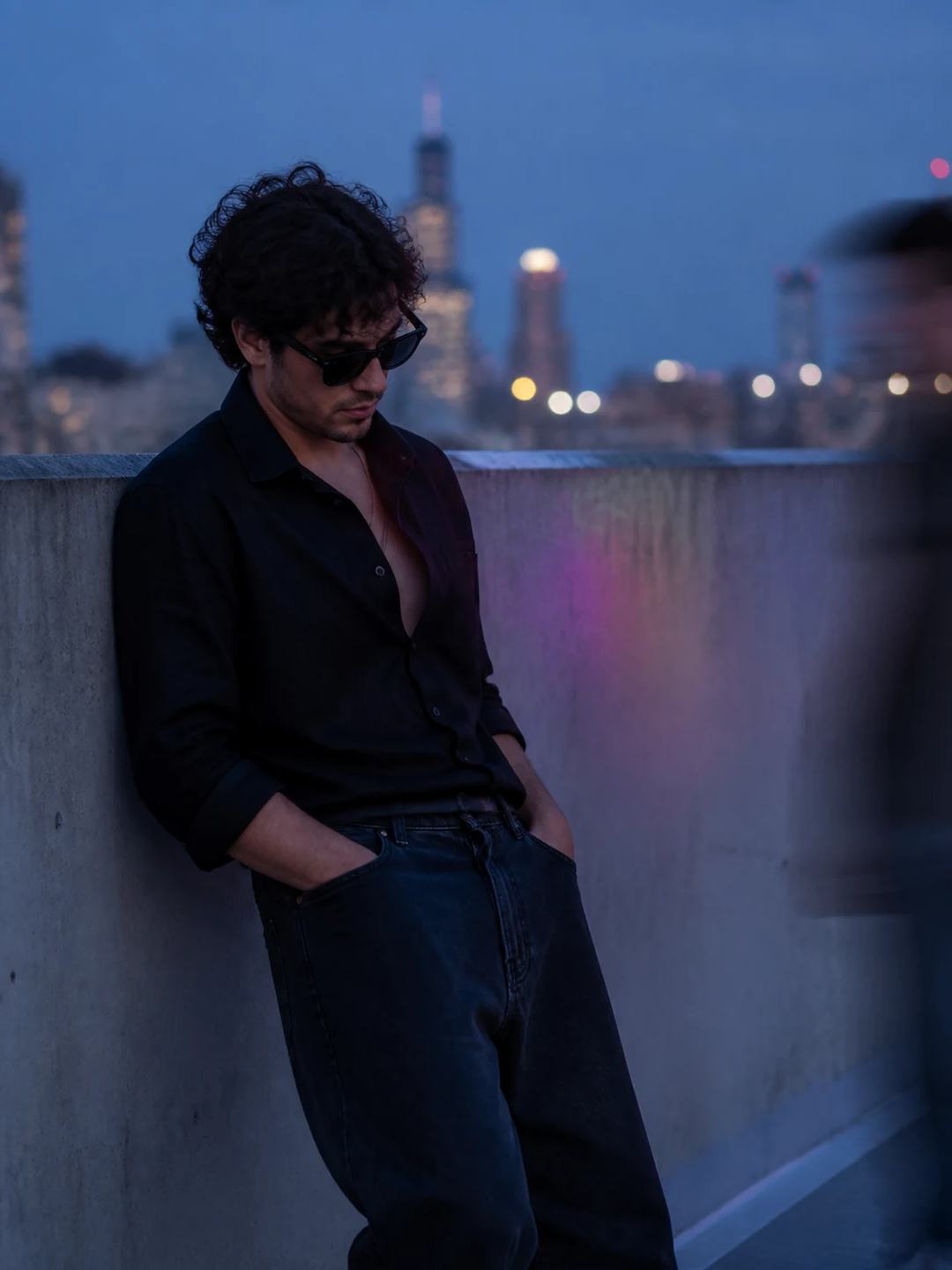 Blue Hour Rooftop Editorial Portrait Photo Prompt, image 2
