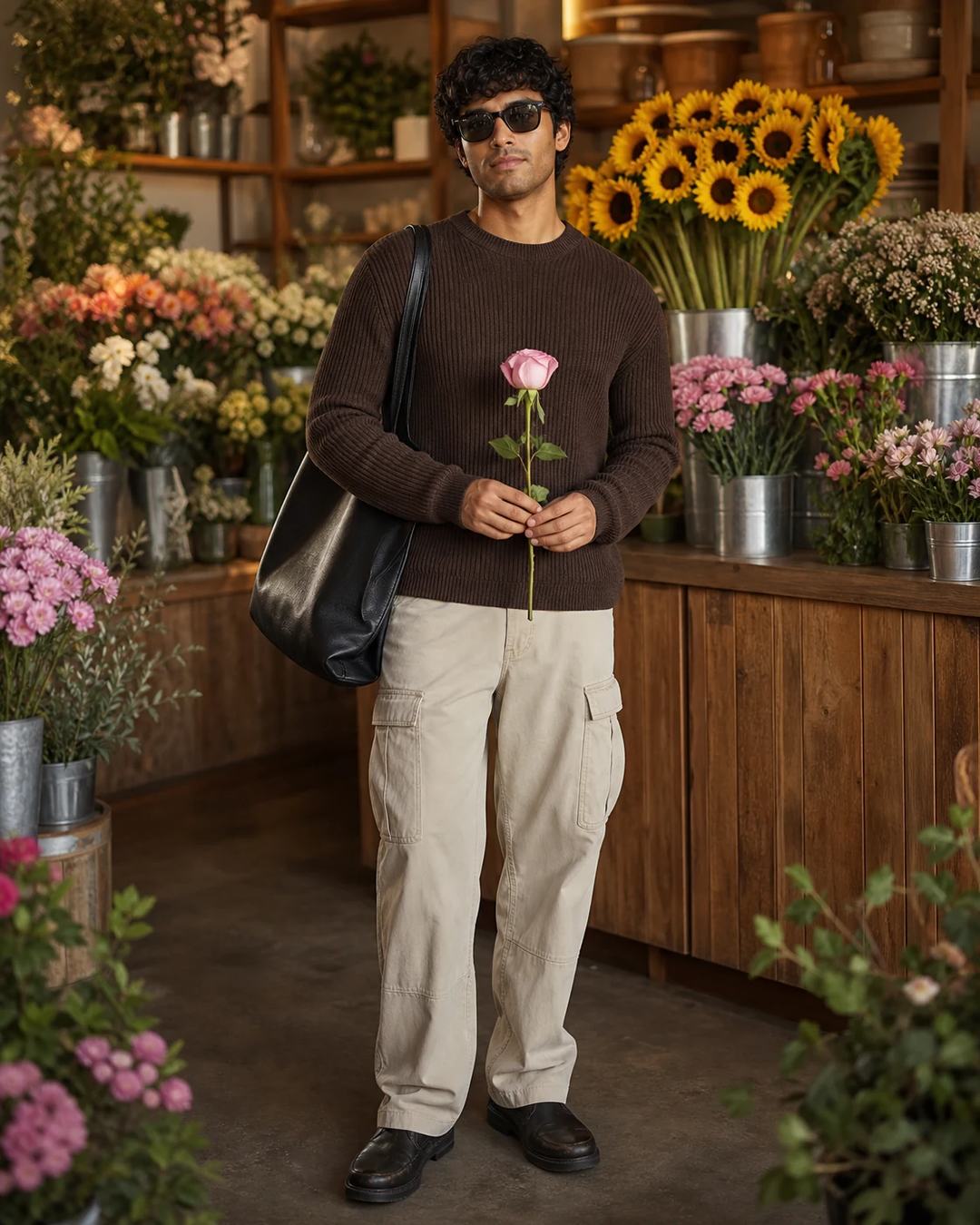 Cinematic Flower Shop Fashion Portrait Prompt, image 3