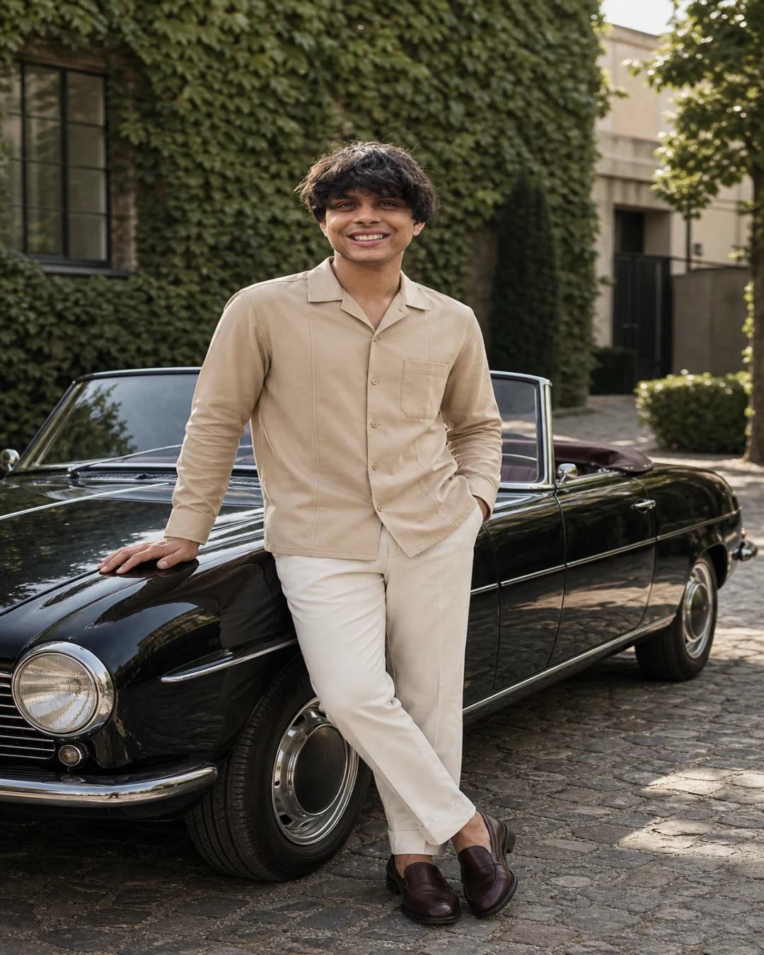 Beige Premium Shirt Fashion Campaign AI Prompt, image 2