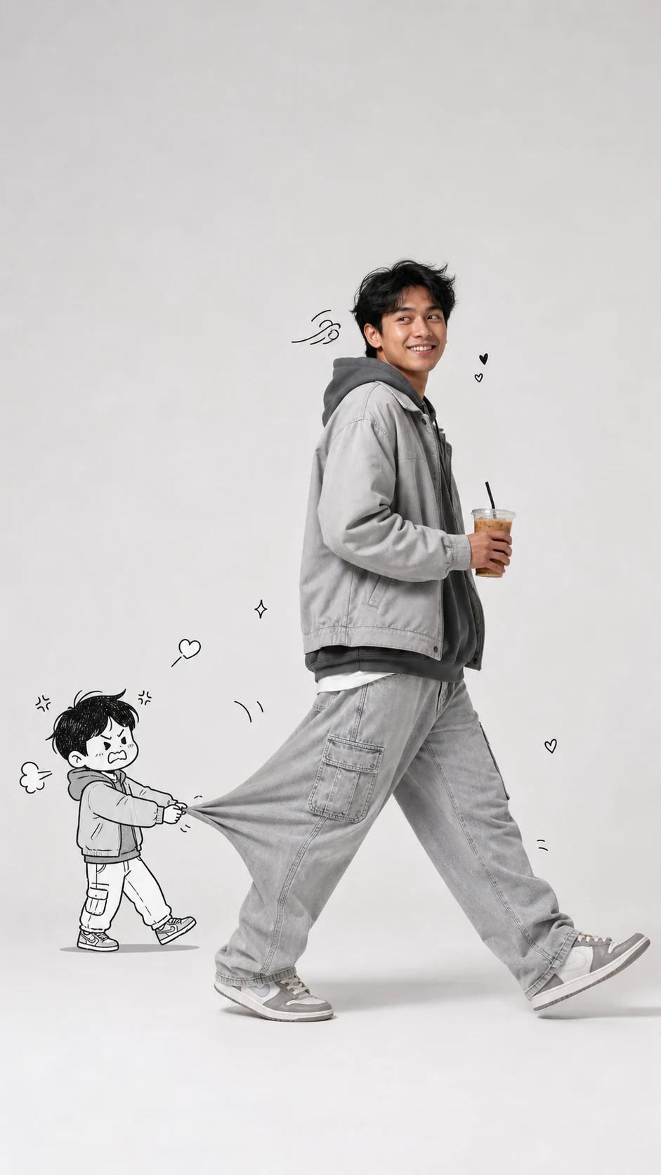 Walking with Mini Doodle Character Photo Prompt, image 3