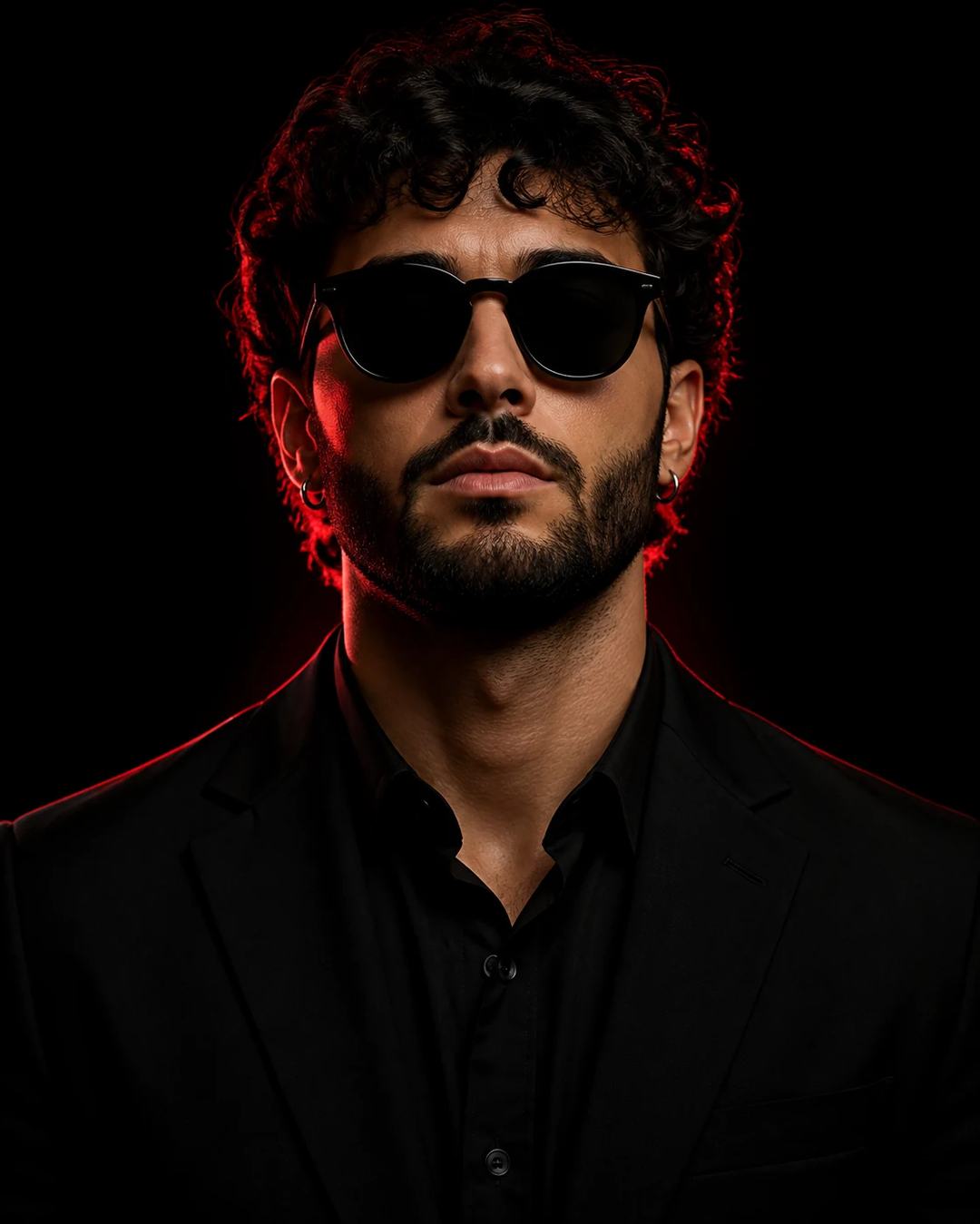 Red Rim Light Black Suit Cinematic Portrait Prompt, image 3