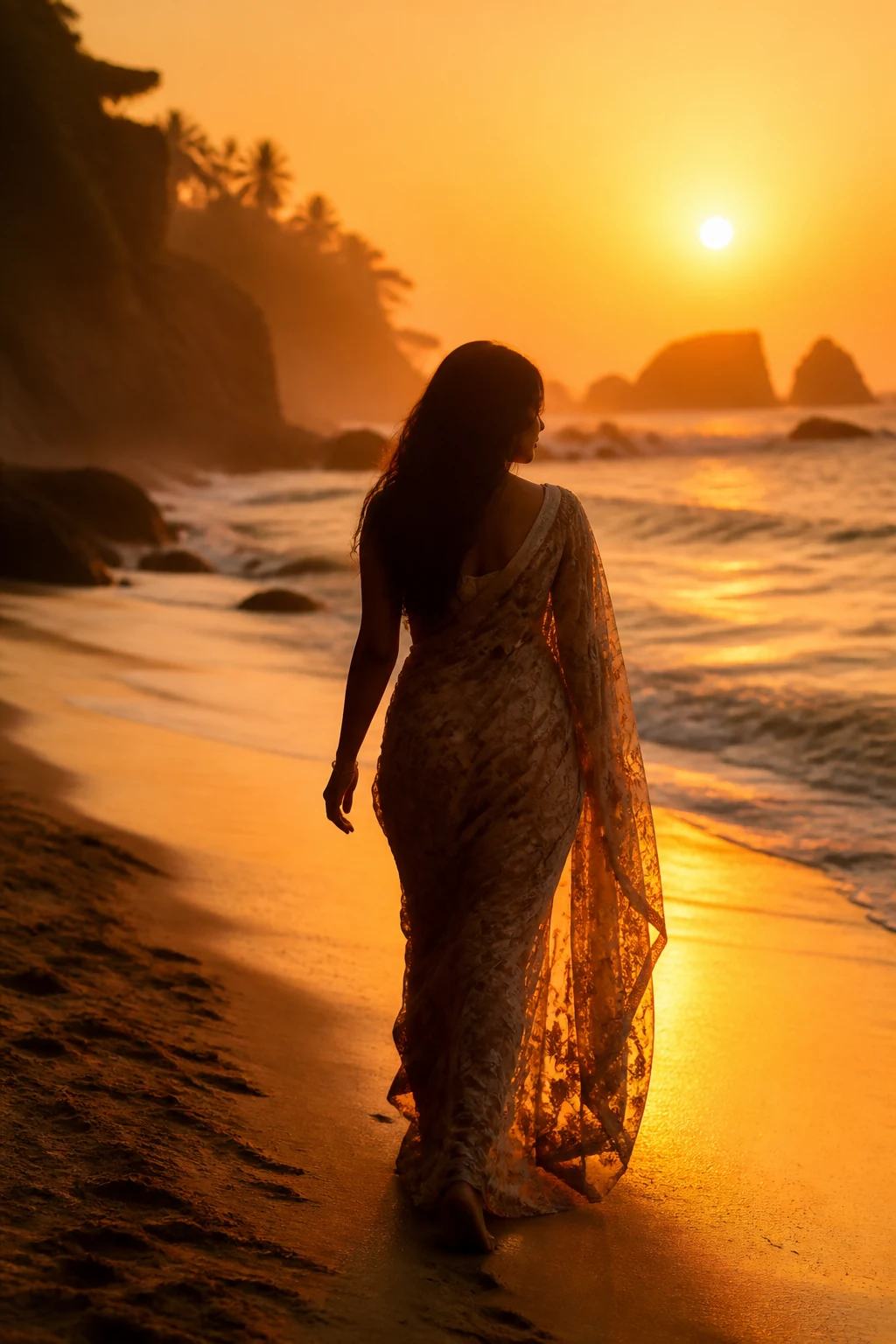 Cinematic Golden Hour Sunset Beach Photo Prompt, image 4