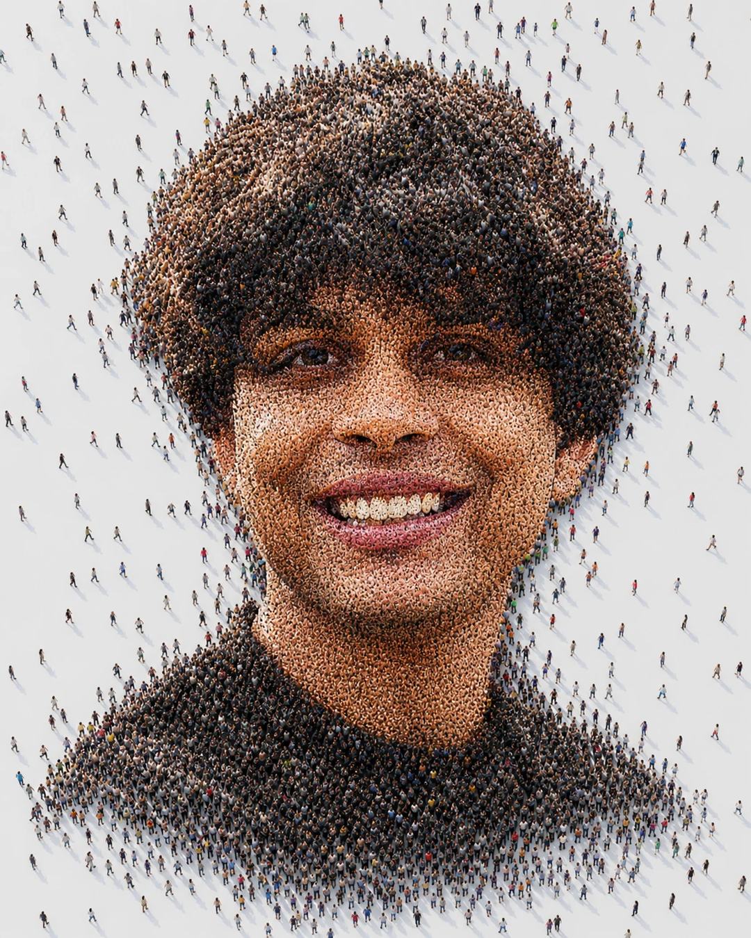 Human Crowd Mosaic Aerial Portrait Photo Prompt, image 2