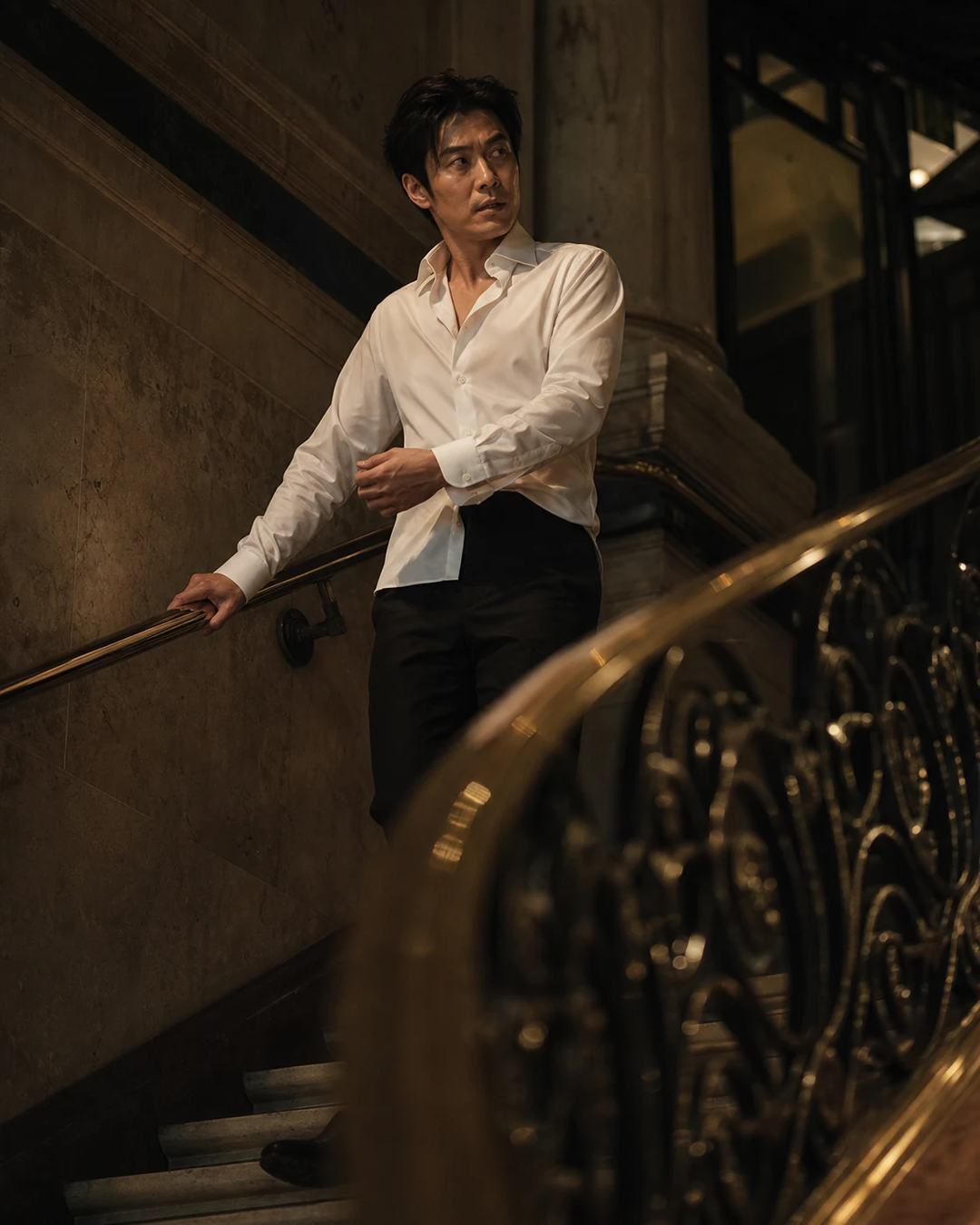 Grand Hotel Staircase Crime-Drama Portrait Prompt, image 4