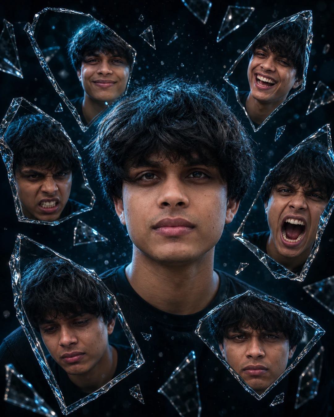 Shattered Mirror Emotion Portrait AI Photo Prompt, image 2