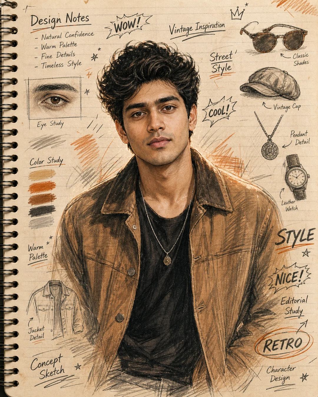 Mixed-Media Sketchbook Fashion Illustration Prompt, image 2
