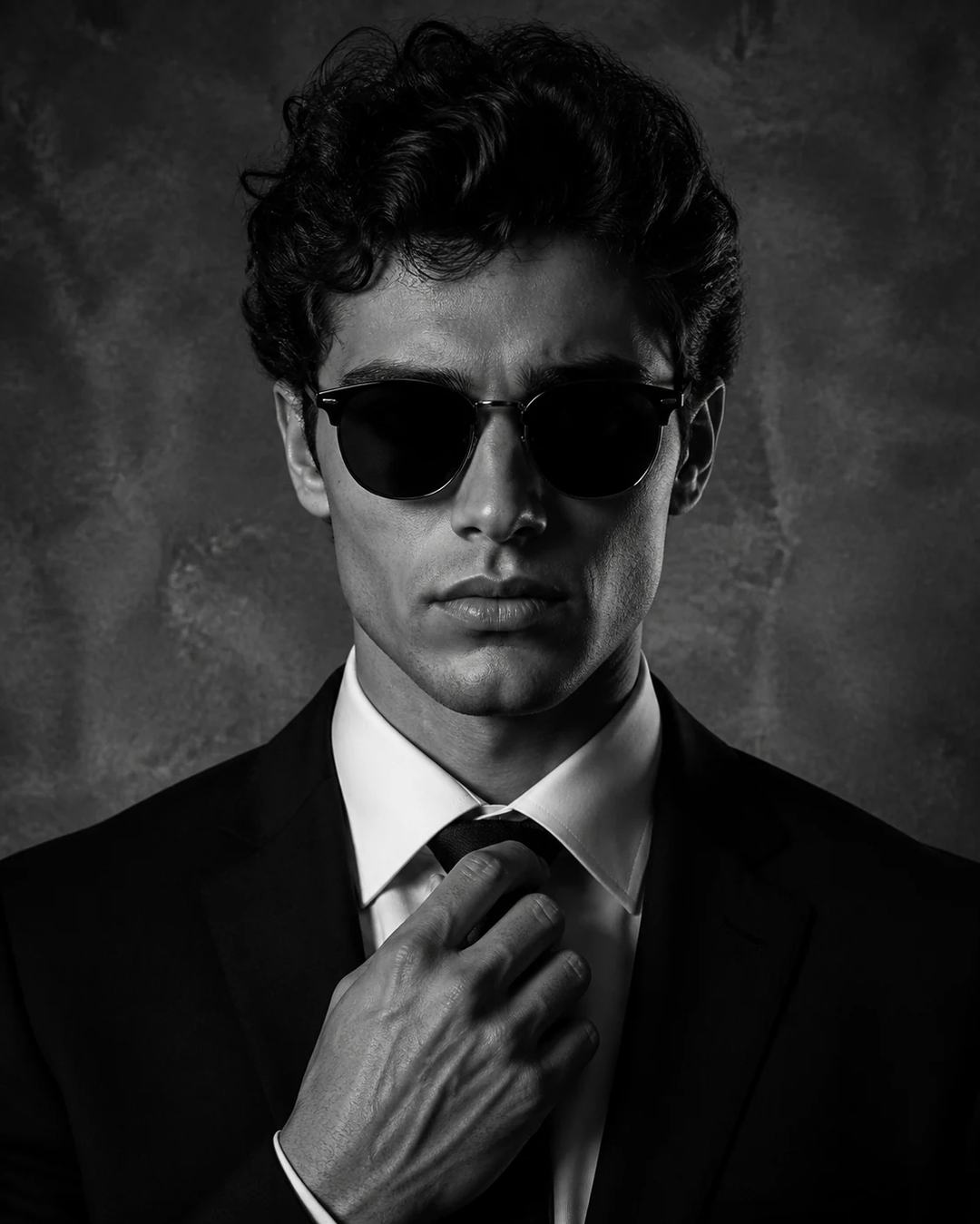 Monochrome Black Suit Chiaroscuro Portrait Prompt, image 4