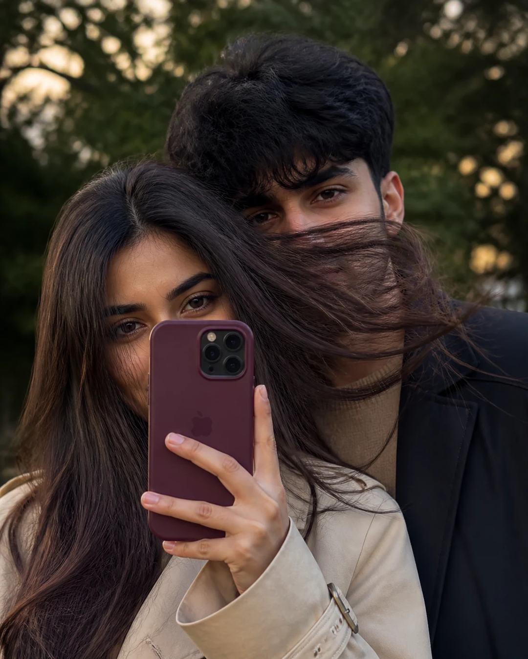 Candid Phone-Obscured Couple Selfie Photo Prompt, image 1
