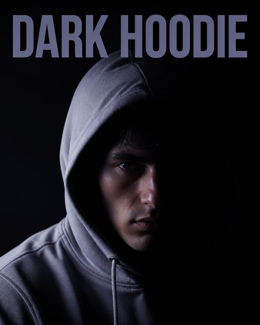 Dark Cinematic Gray Hoodie Editorial Portrait Prompt, image 1