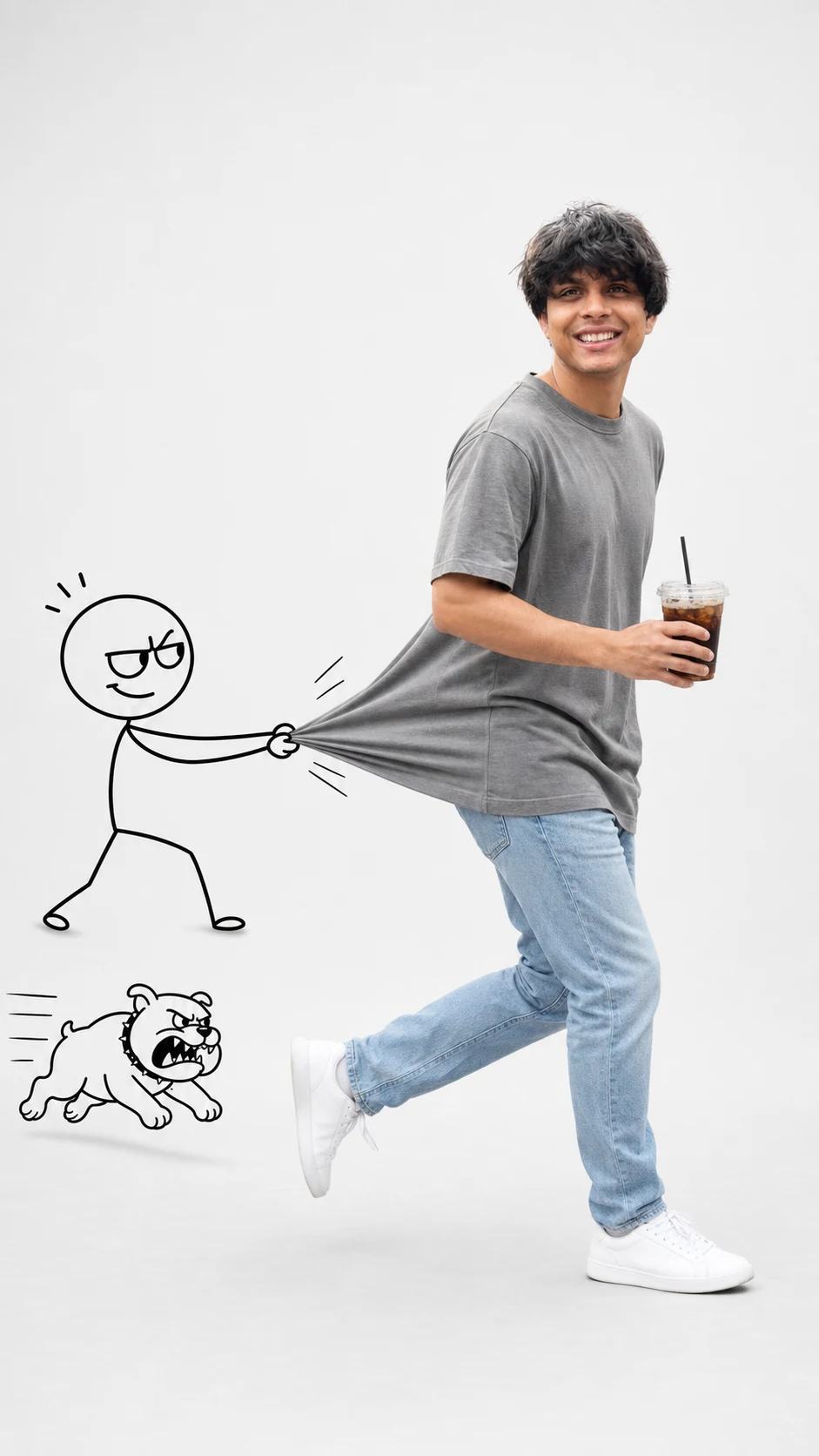 Comedic Doodle Stickman and Dog Chase Photo Prompt, image 2