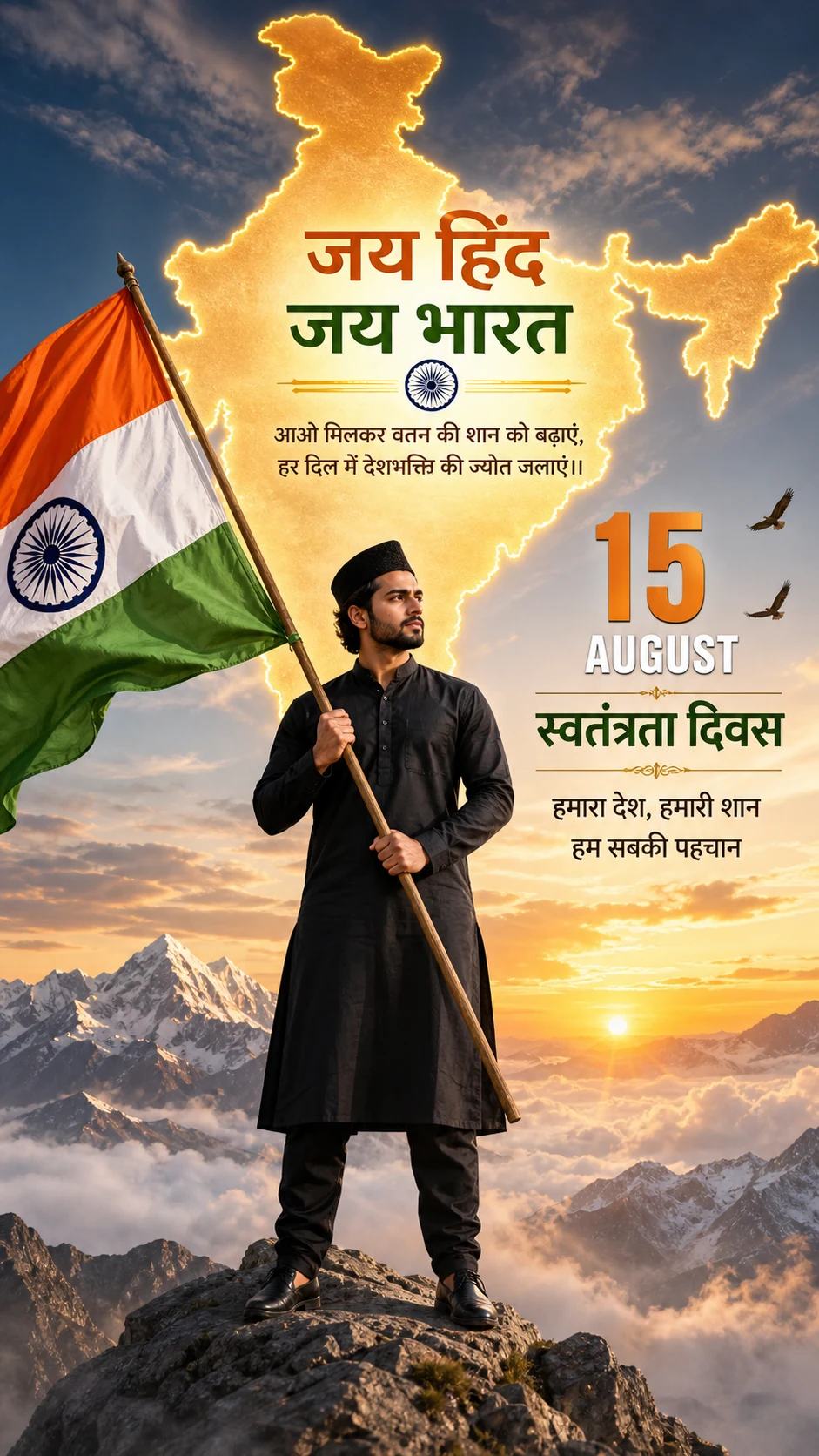Himalayan Independence Day Hindi Poster Prompt, image 3