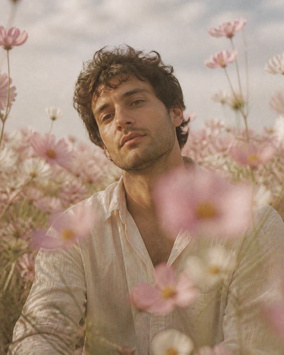 Dreamy Cosmos Flower Field Cinematic Portrait Prompt, image 3