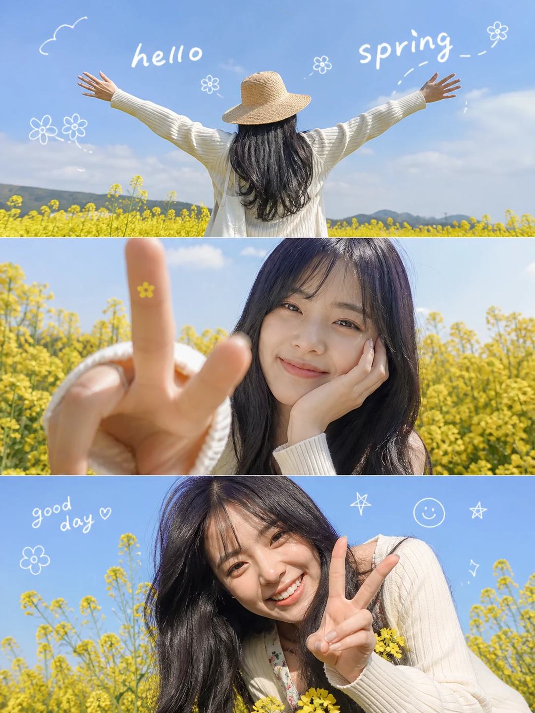 Spring Flower Field Three-Panel Collage Prompt, image 4