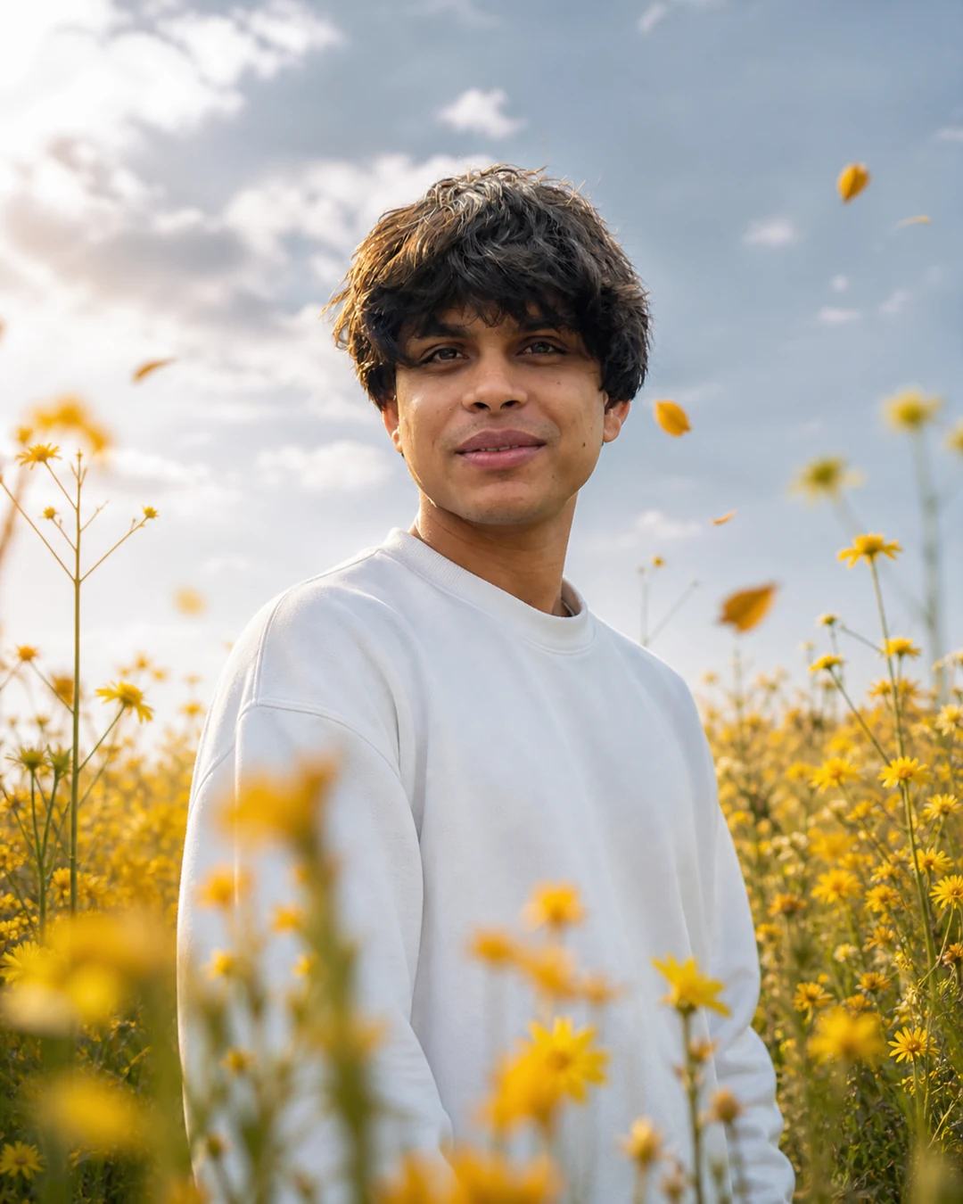 Wildflower Low-Angle Cinematic Portrait Prompt, image 2