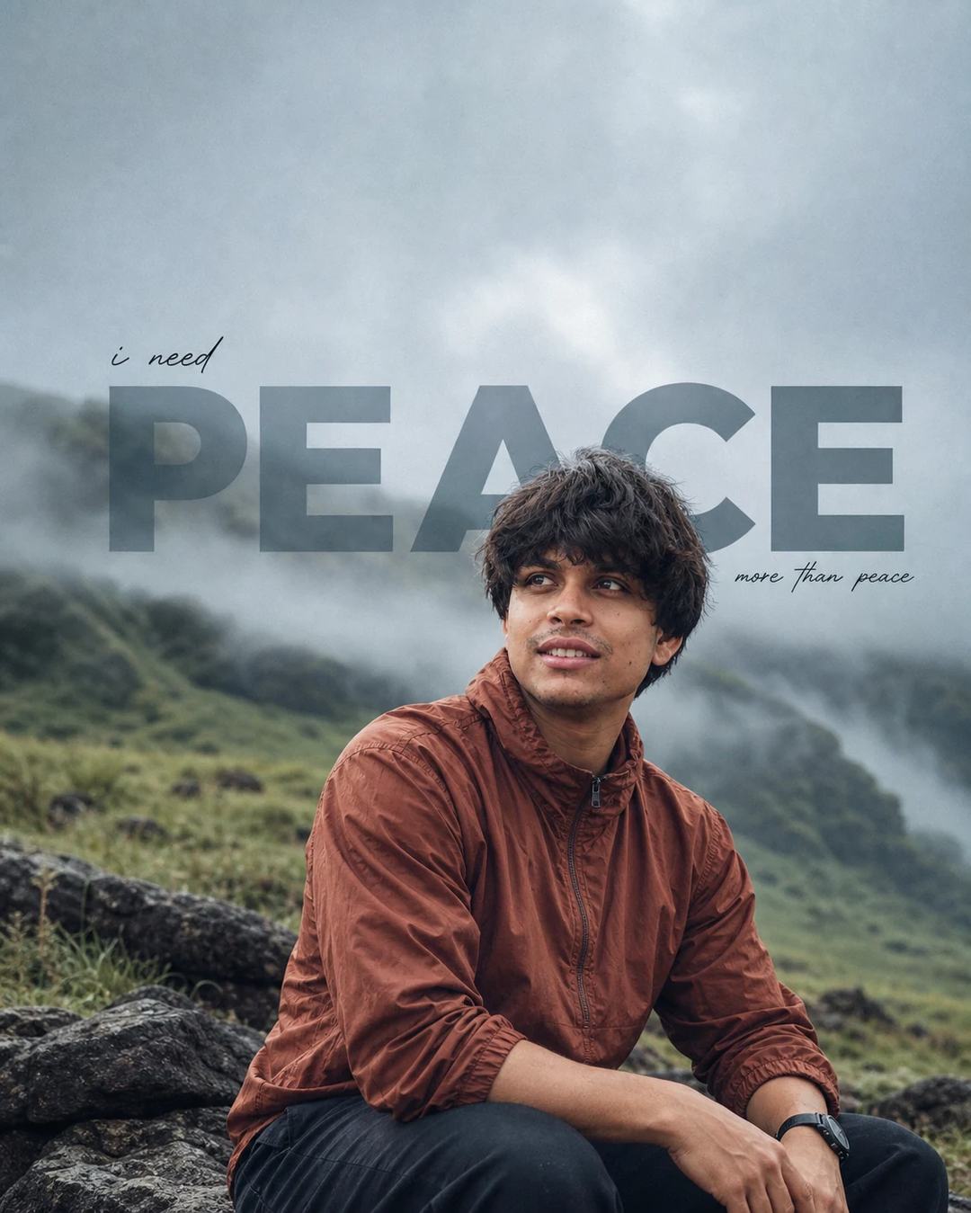 South Indian Volcanic Rock PEACE Portrait Prompt, image 1