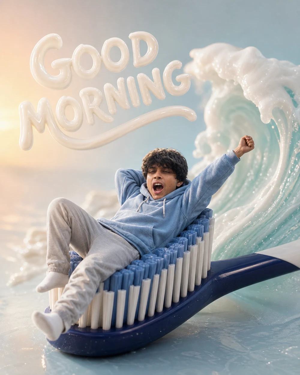 Tiny Sleepy Man Toothbrush Good Morning Photo Prompt — image 2