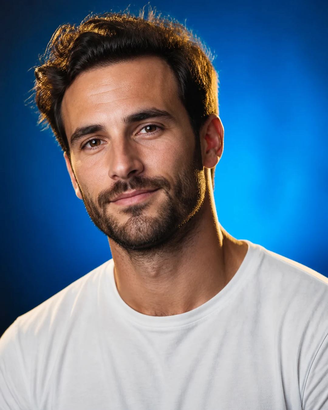 Electric Blue Hollywood Studio Portrait Prompt, image 4