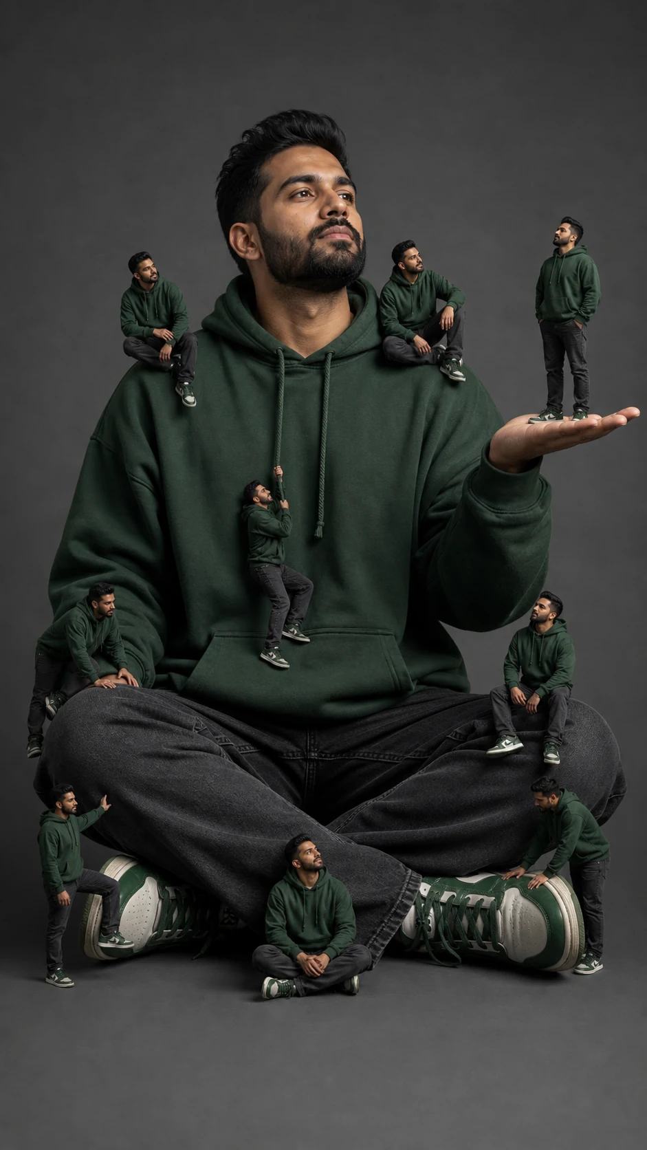 Giant Man with Miniature Clones Studio Portrait Prompt, image 4