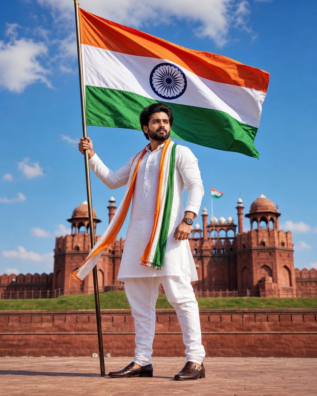 Red Fort Independence Day Heroic Portrait Prompt, image 2