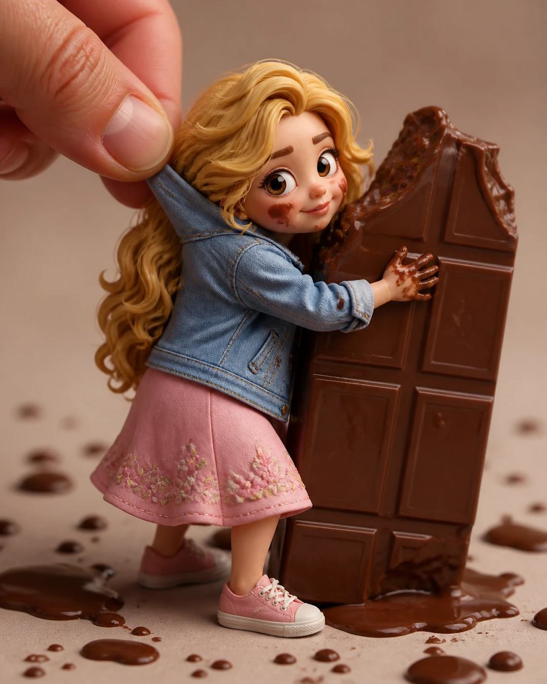Miniature Chocolate Figurine Macro Photo Prompt, image 4