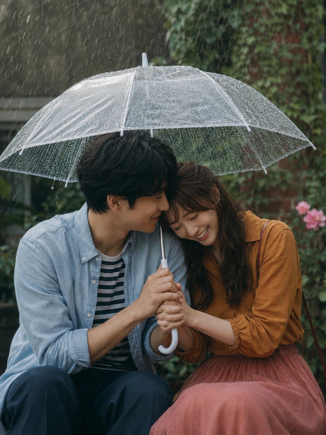 Clear Umbrella Couple – Gemini AI Photo Prompt — image 1