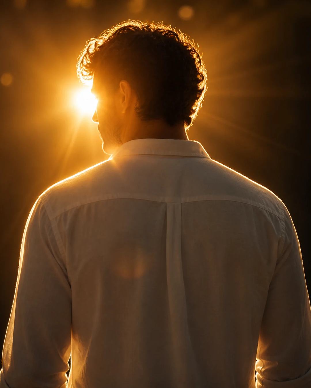 Golden Backlight Rear View Cinematic Portrait Prompt, image 2