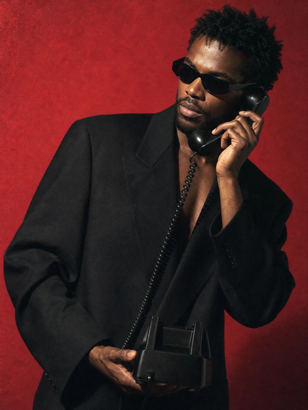 Retro Red Telephone Fashion Portrait AI Prompt, image 3