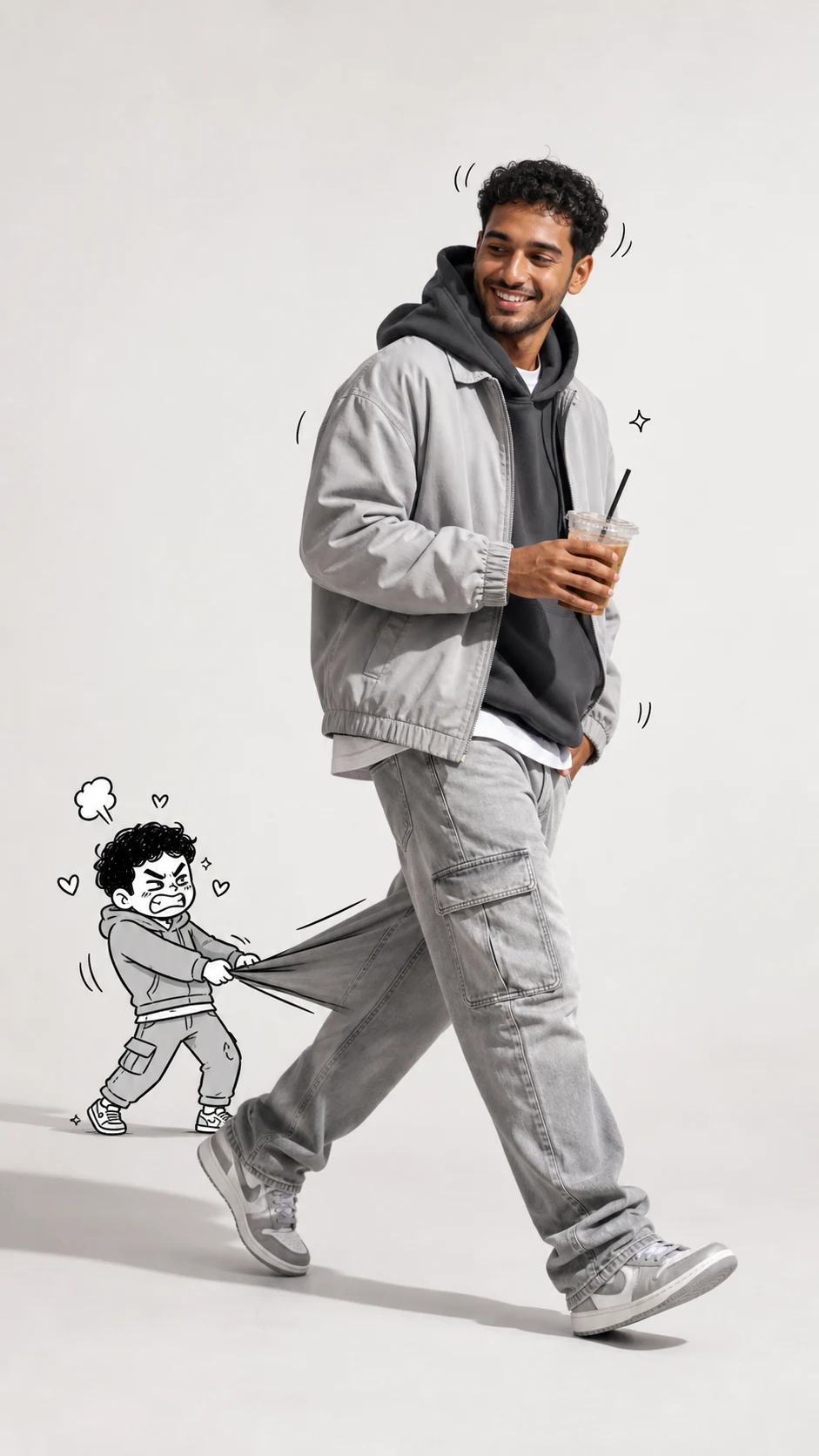 Walking with Mini Doodle Character Photo Prompt, image 4