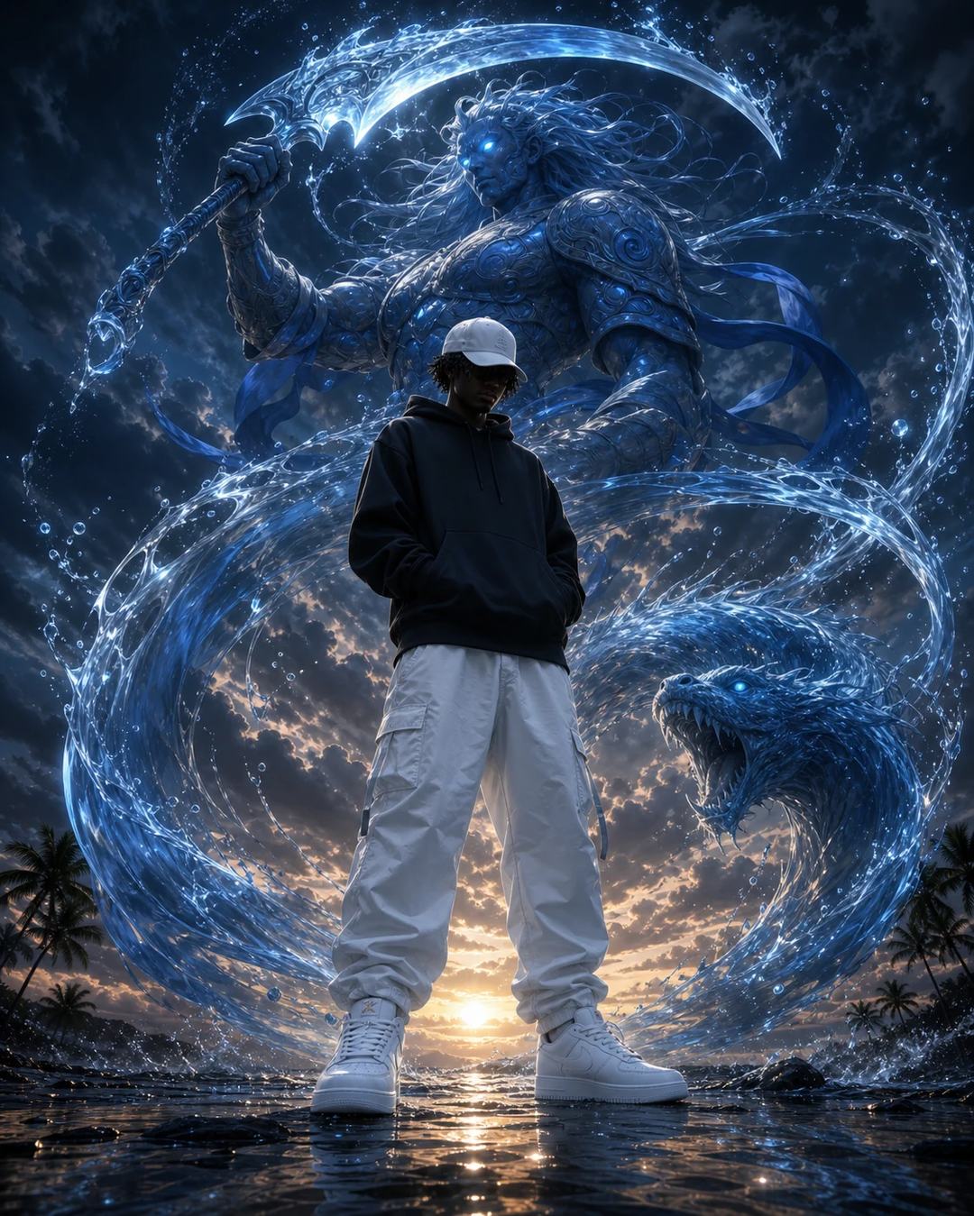 Water Warrior Anime Fusion Cinematic Portrait Prompt, image 3