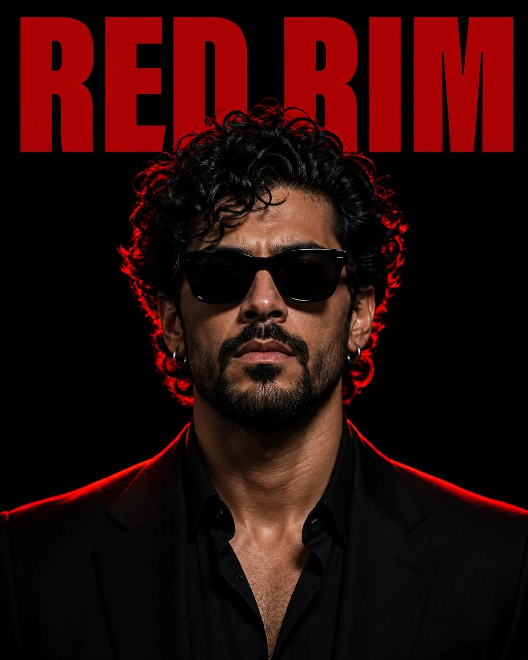 Red Rim Light Black Suit Cinematic Portrait Prompt, image 2