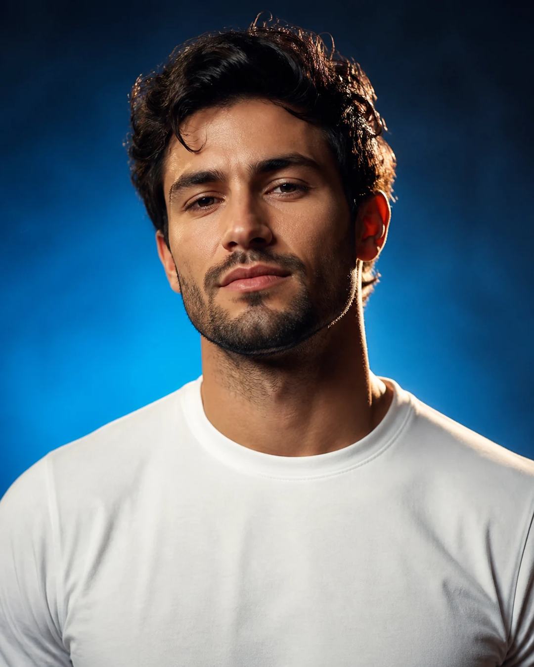Electric Blue Hollywood Studio Portrait Prompt, image 2