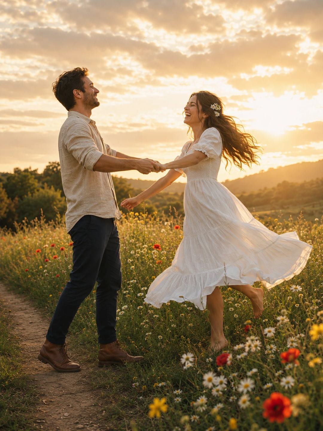 Wildflower Meadow Couple – Gemini AI Photo Prompt, image 4