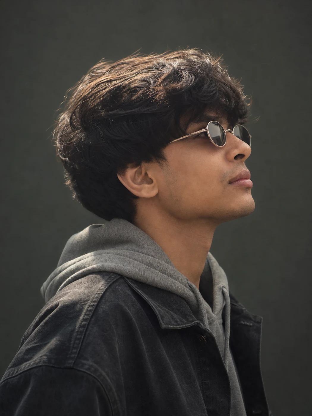 Cinematic Side Profile Vintage Sunglasses Photo Prompt, image 2