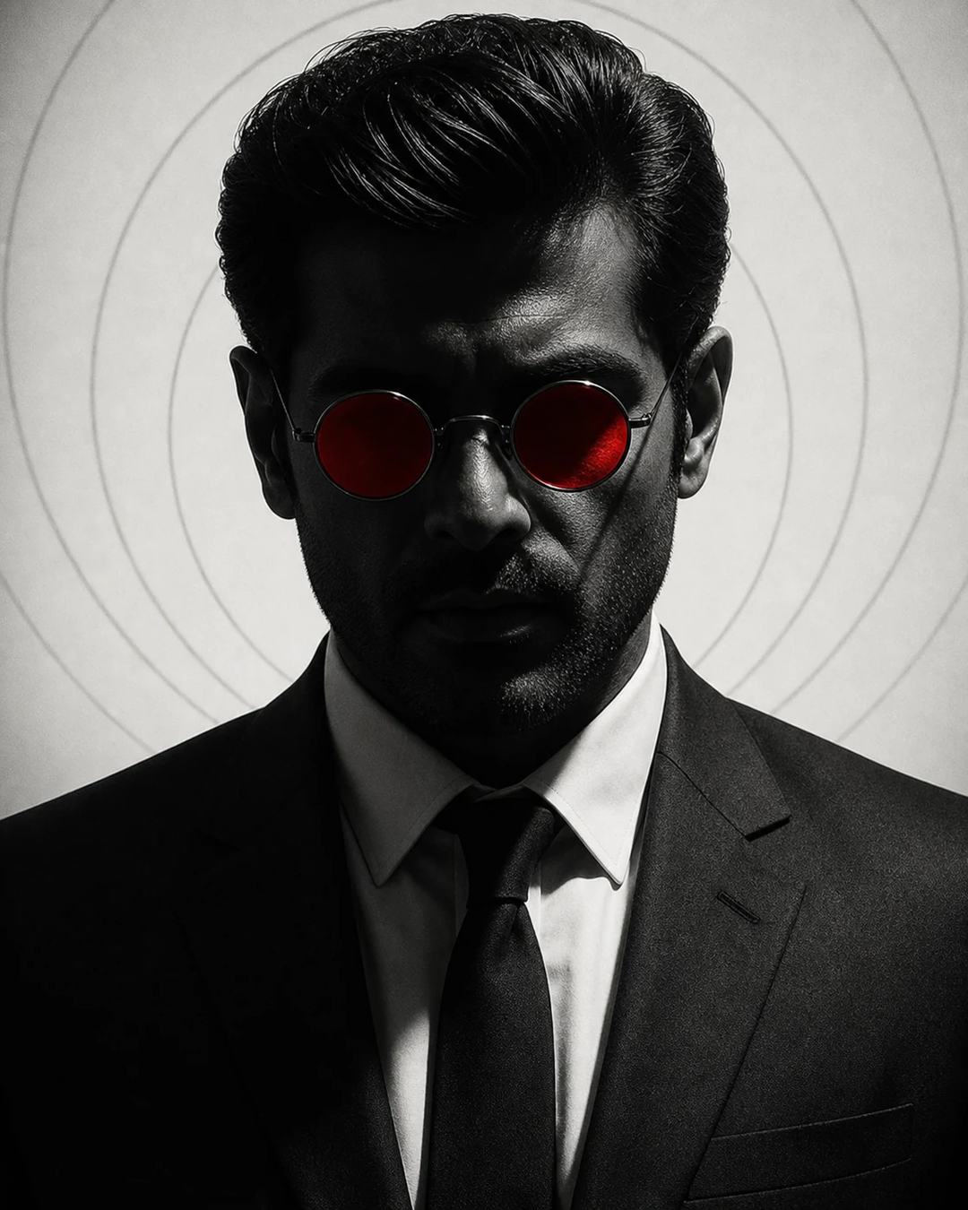 Crimson Lens Monochrome Neo-Noir Portrait Prompt — image 2