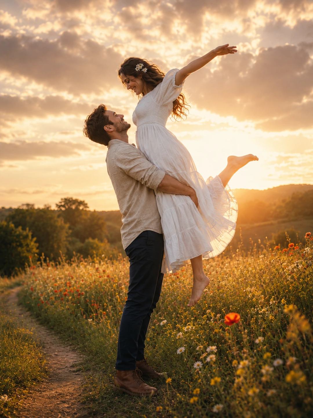 Wildflower Meadow Couple – Gemini AI Photo Prompt, image 2