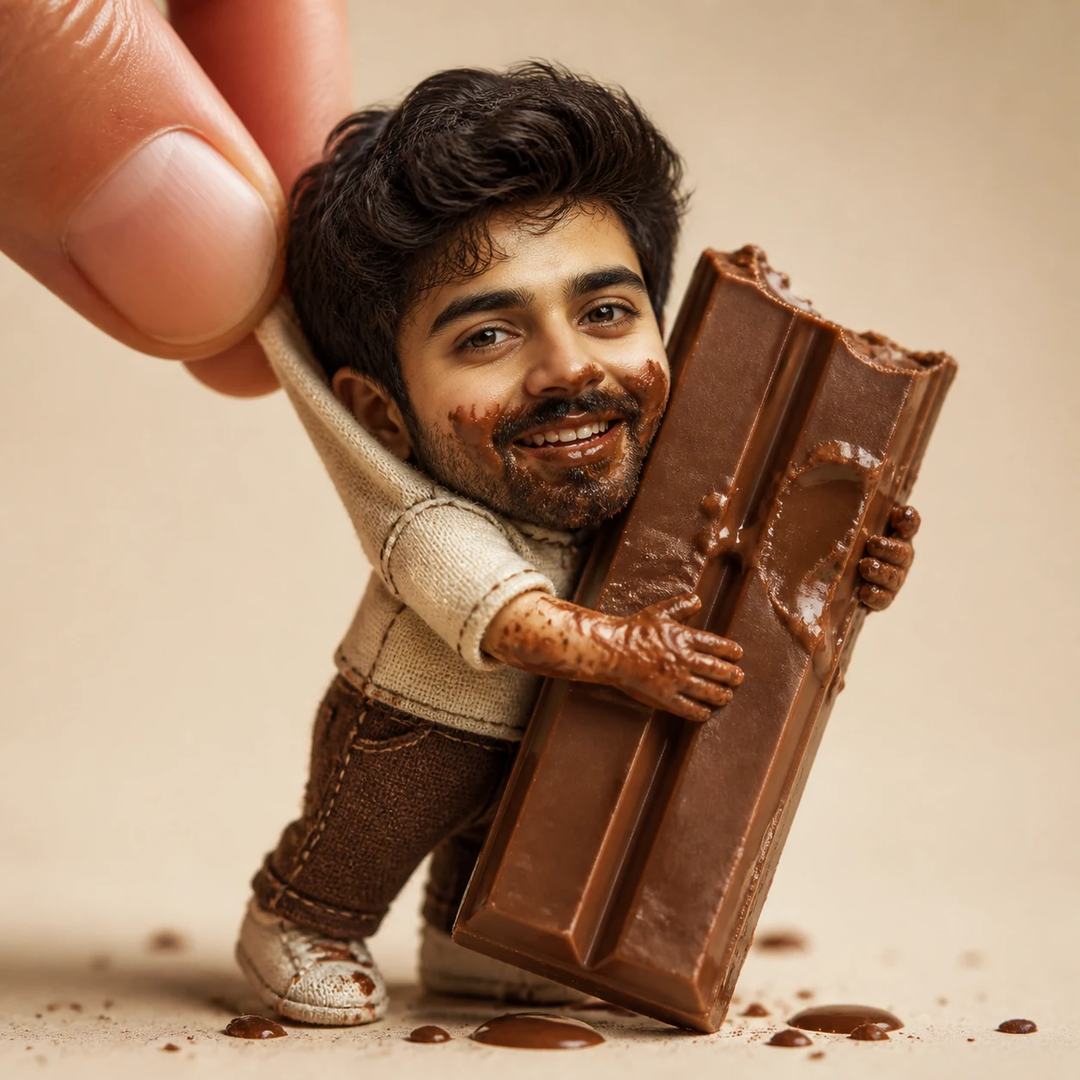 Collectible Chocolate-Hug Doll Diorama Prompt, image 4