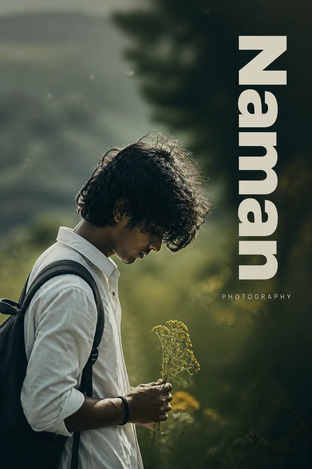 Naman Flower Field Cinematic Portrait Poster Prompt, image 4