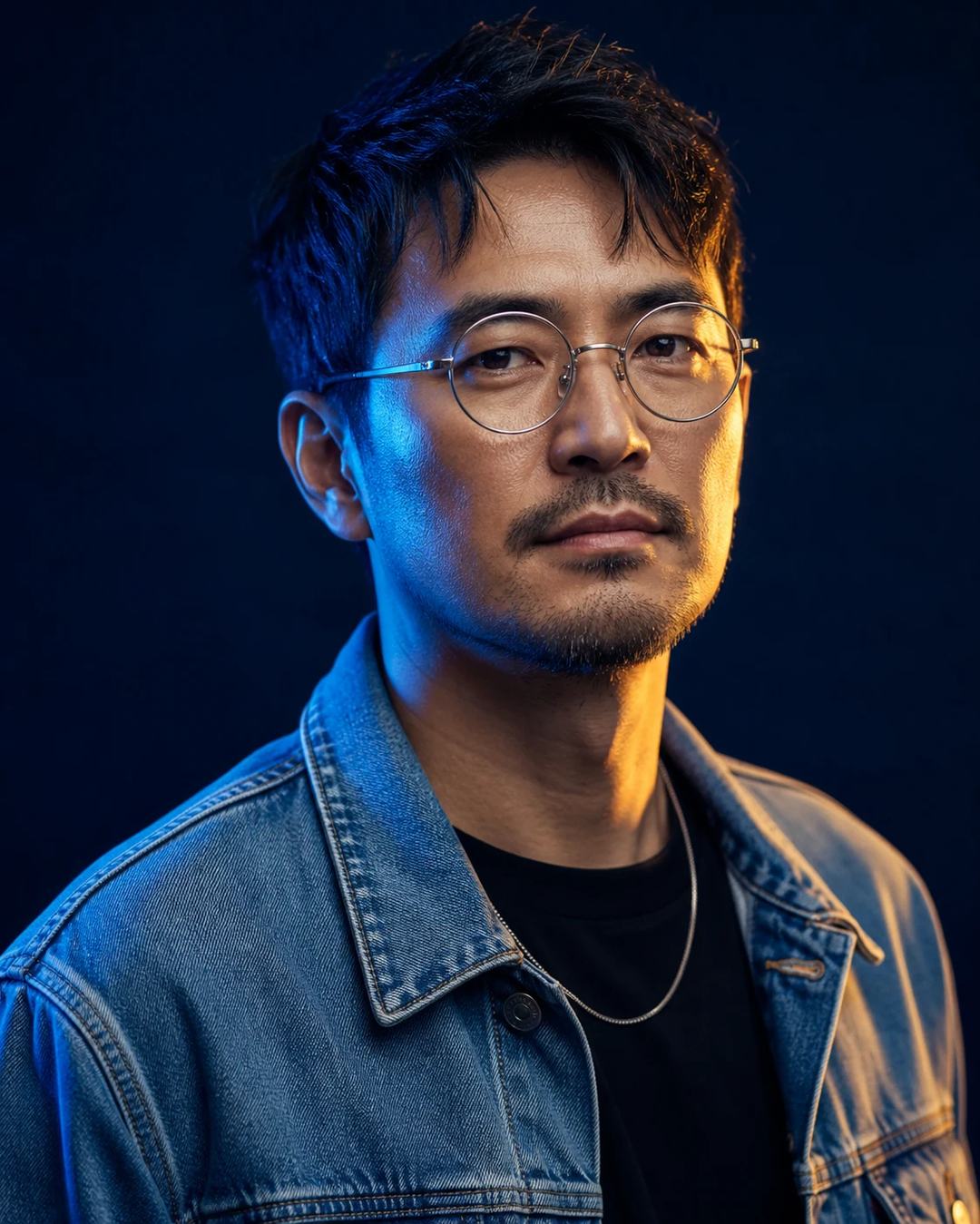 Dual-Color Denim Editorial Portrait AI Image Prompt, image 4
