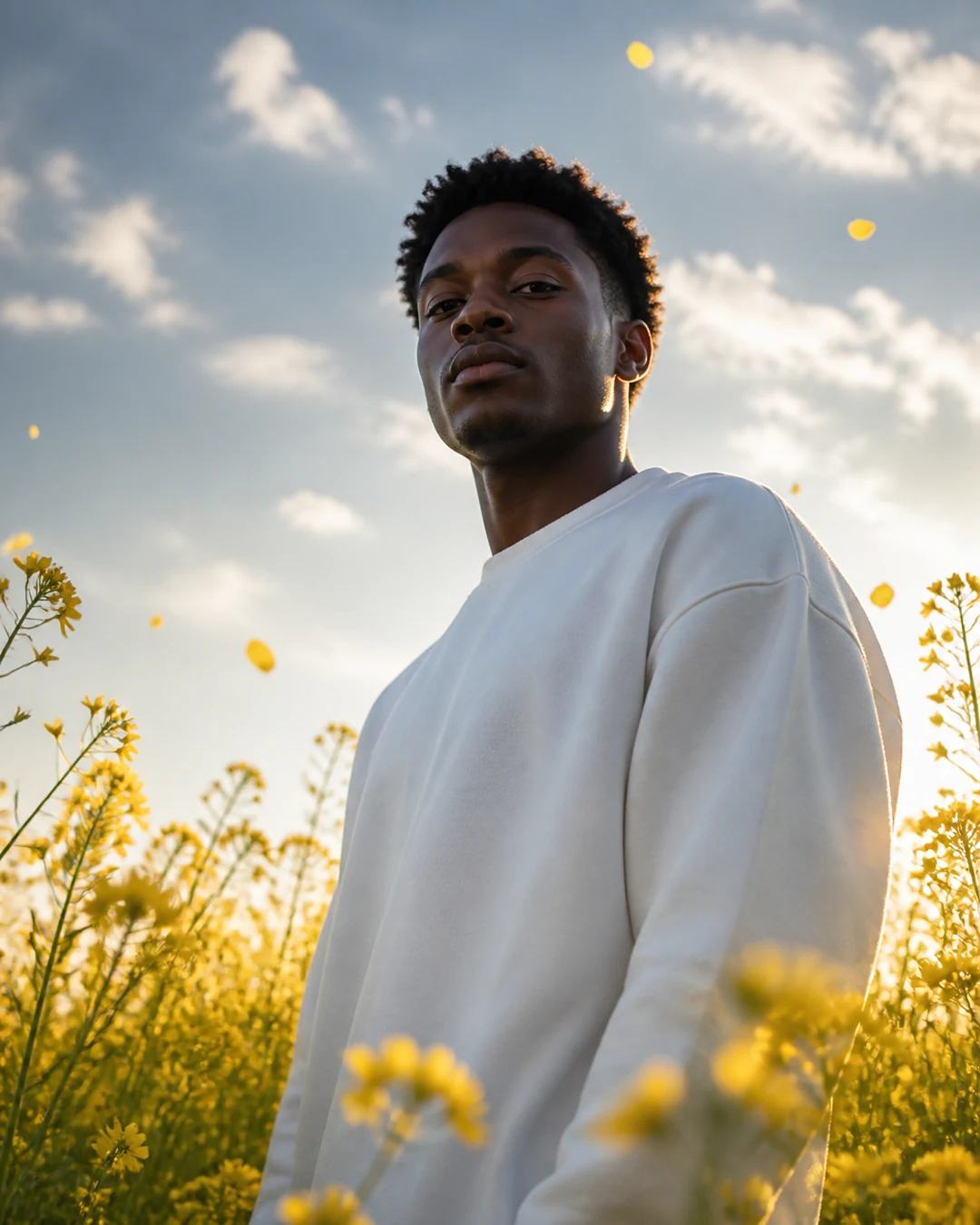 Wildflower Low-Angle Cinematic Portrait Prompt, image 3