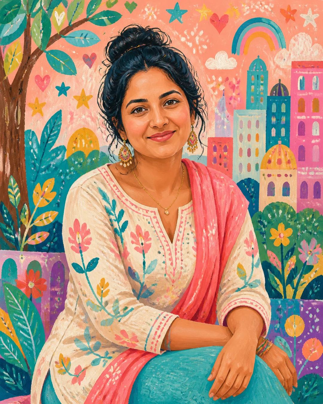 Vibrant Modern Folk Art Photo Transformation Prompt, image 3