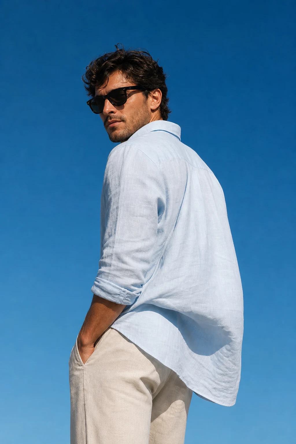 Minimal Blue-Sky Luxury Editorial Portrait Prompt, image 2