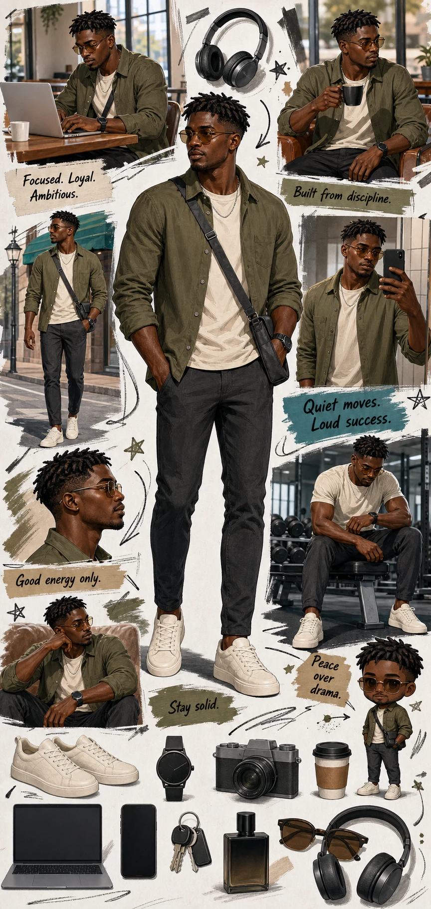 African Man Lifestyle Sketchbook Collage Prompt — image 2