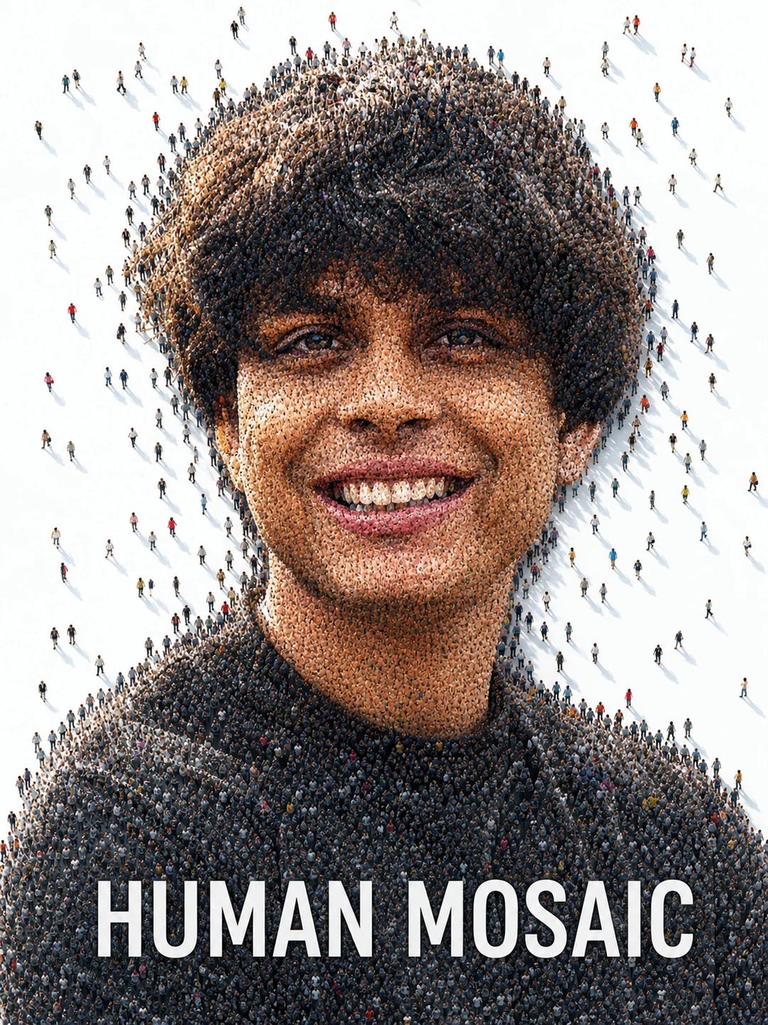 Human Crowd Mosaic Aerial Portrait Photo Prompt, image 1