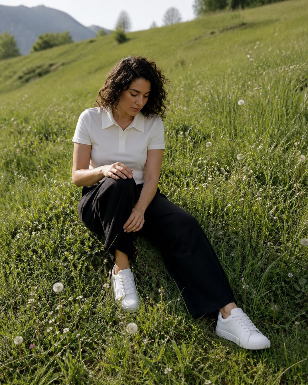 Grassy Hillside Wildflowers Portrait Photo Prompt, image 3